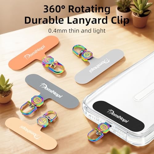 Phone Tether Tab, 4-Pack 360° Rotatable Secure Anti-Drop Prismatic Orange