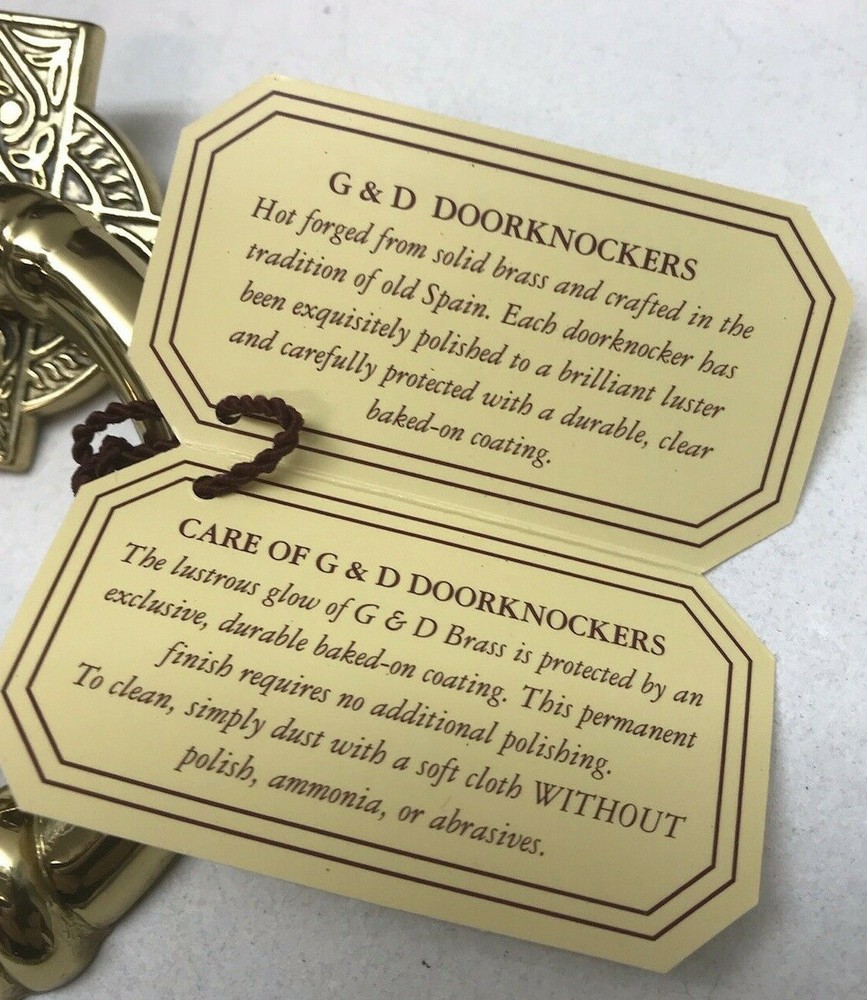 D & G Solid Brass CLADDAGH Doorknocker / CELTIC CROSS Back- Spain - NIB