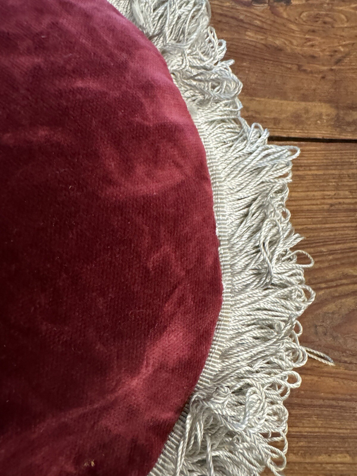 Victorian UK Embroidered & Beaded 13” Chair Seat Cushion w/ Purple Velvet Bottom