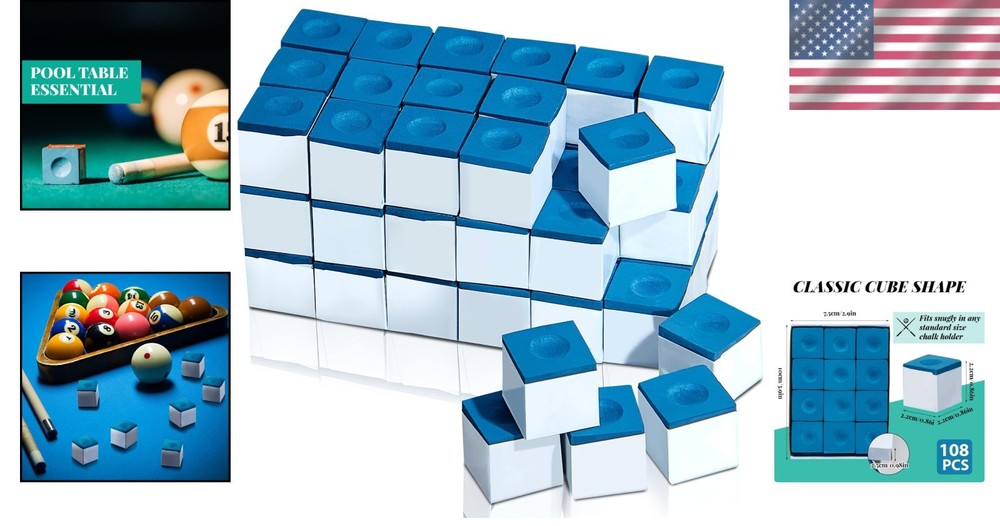 72 Blue Pool Chalk Cubes for Enhanced Game Precision and Performance