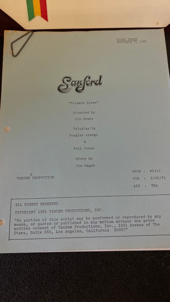 Private Lives 1981 First Draft Script with Certificate of Commendation