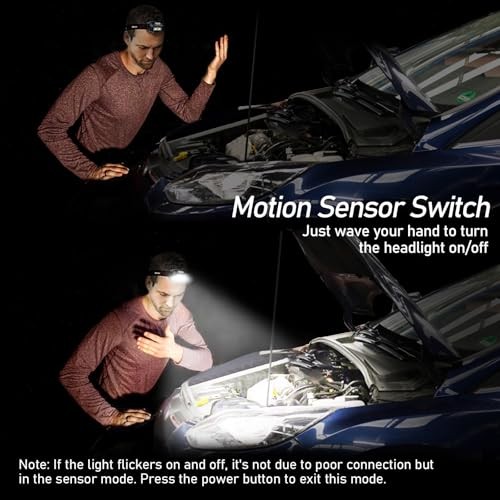 LED Headlamp Rechargeable,2000L High Lumen Super Bright Dimmable 2 Pack Black