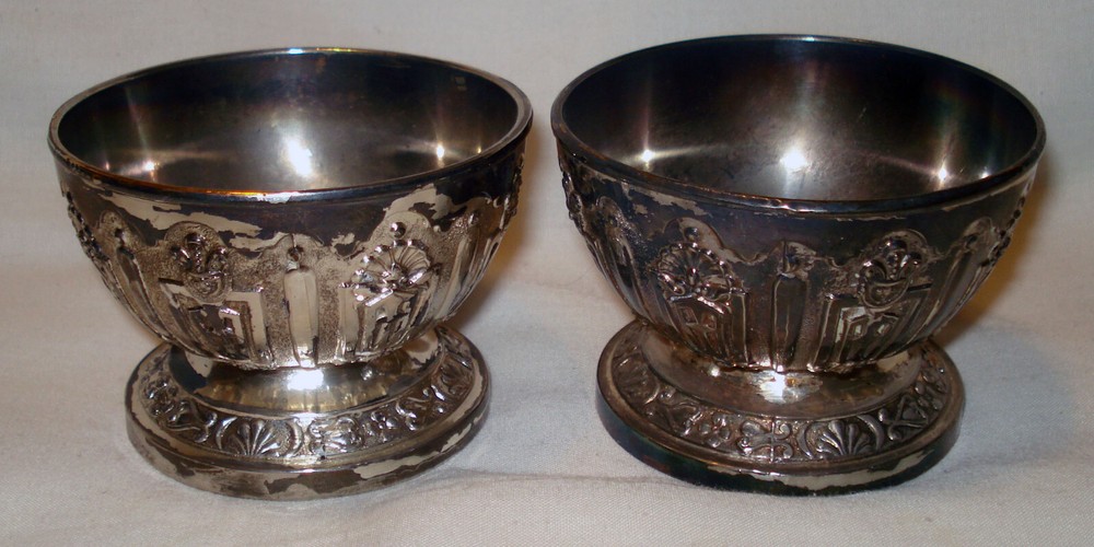 Vintage Corbell & Co Silverplate Footed Stem Sherbet Cups Goblets Chalice Salt