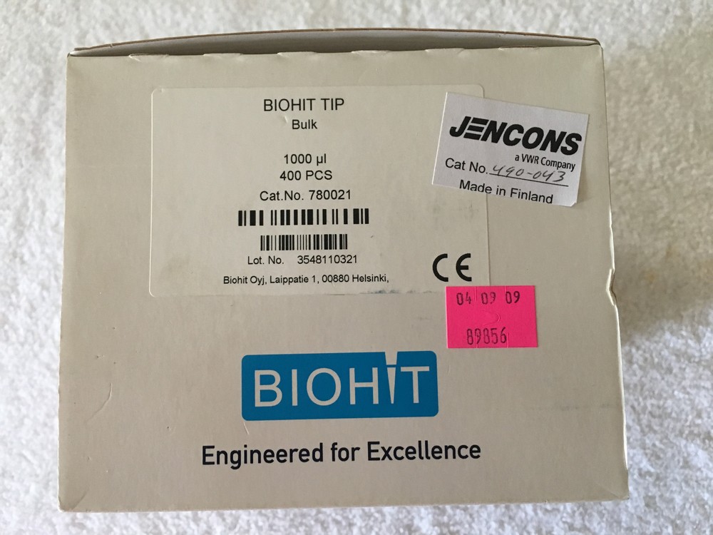 BIOHIT MODEL 780021 PIPETTOR TIPS - QUANTITY 400
