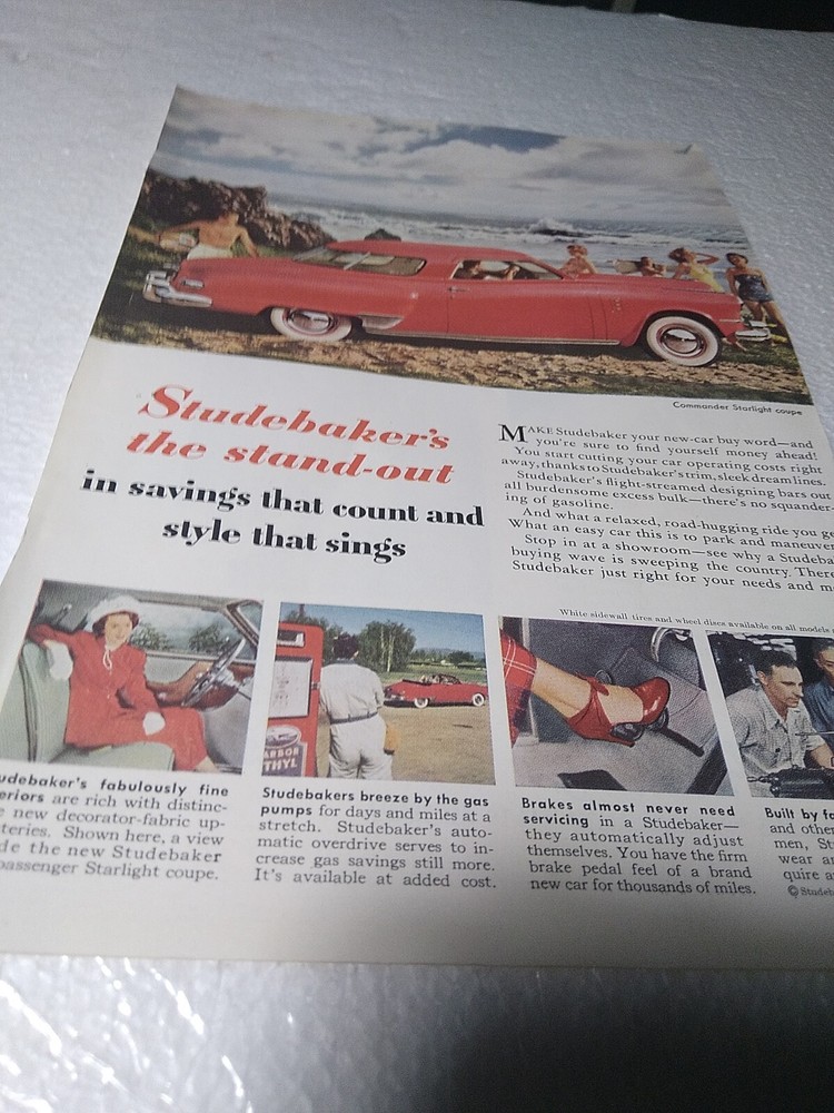 1949 Print Advertisement Studebaker Commander Starlight Coupe 6.5x10"