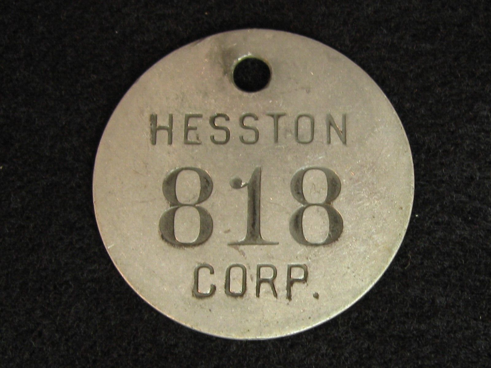 Hesston Corp. Metal Tag #818