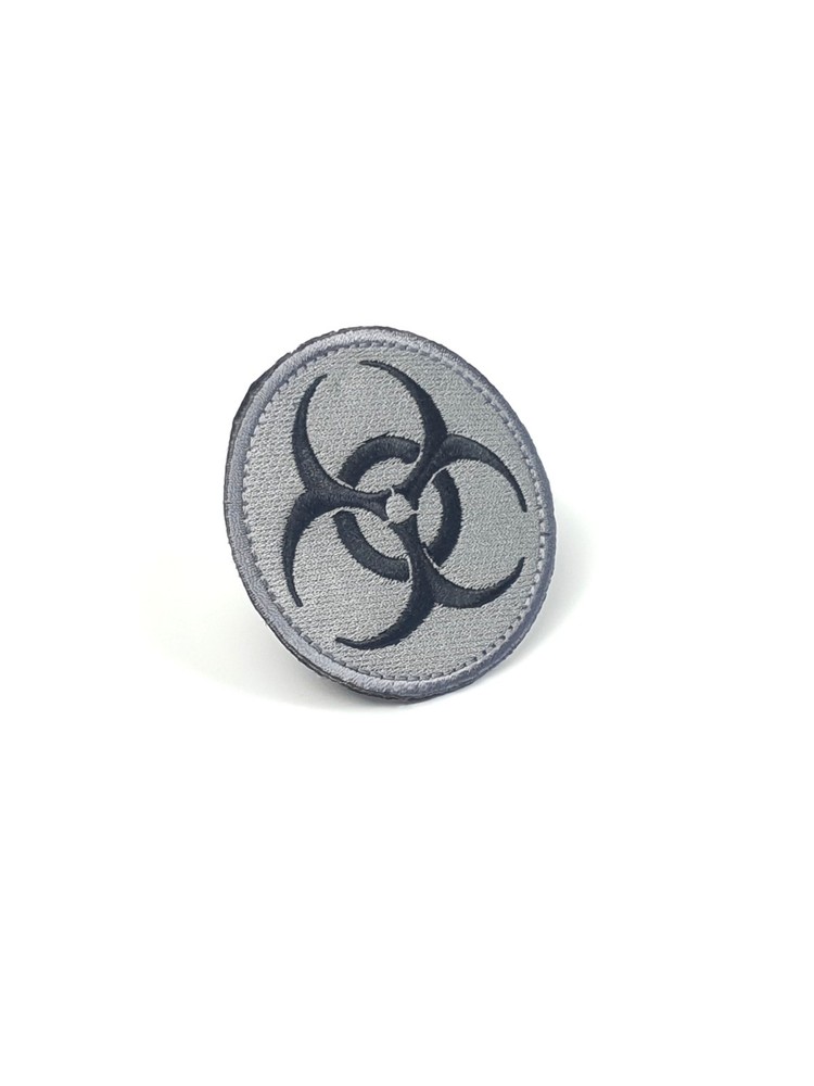 Biohazard Design Gray - Embroidered Patch 2.5" - Hook and Loop - Tactical Patch