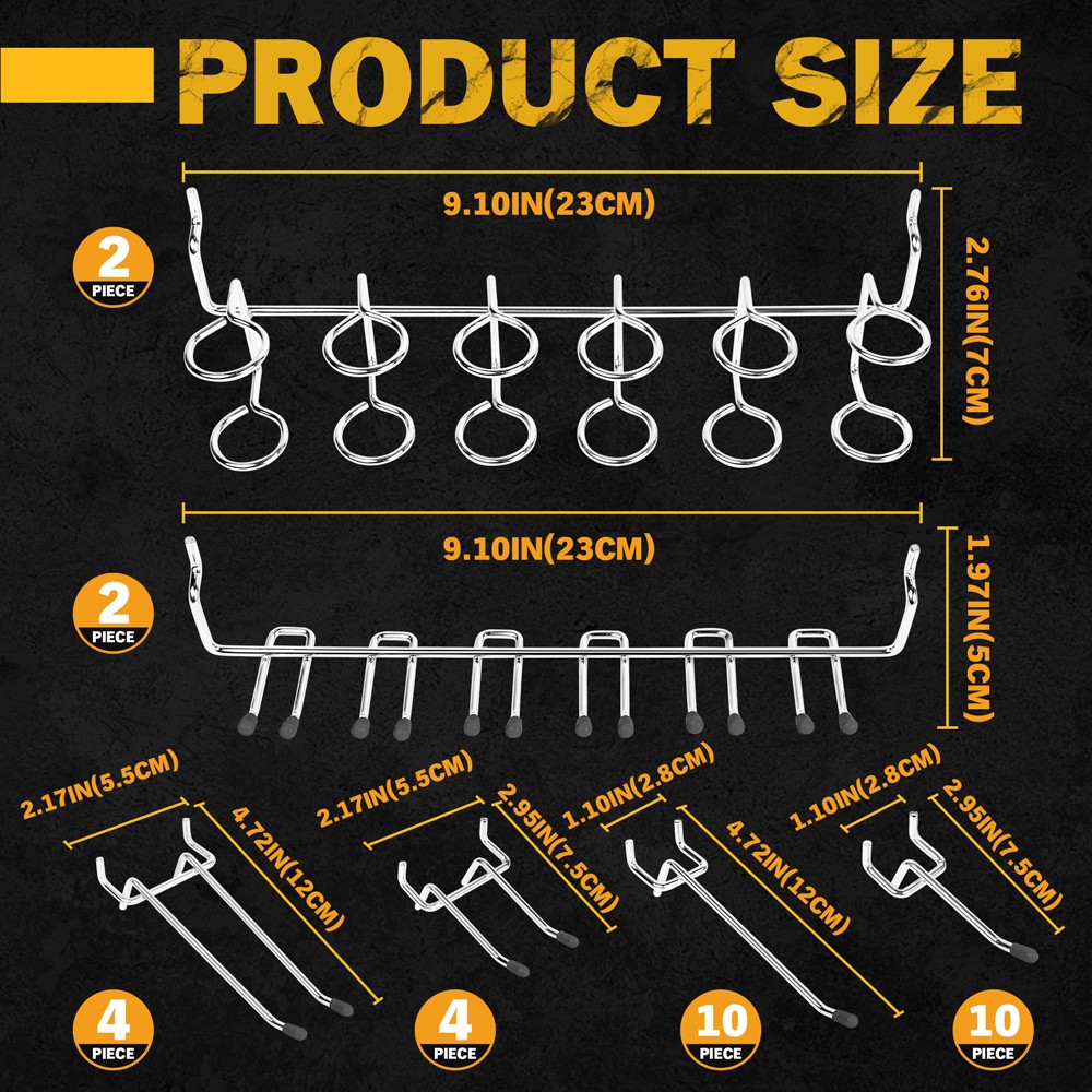 260Pcs Pegboard Hooks Kit Organizer Various Tools Garage Kitchen Bathroom Craft