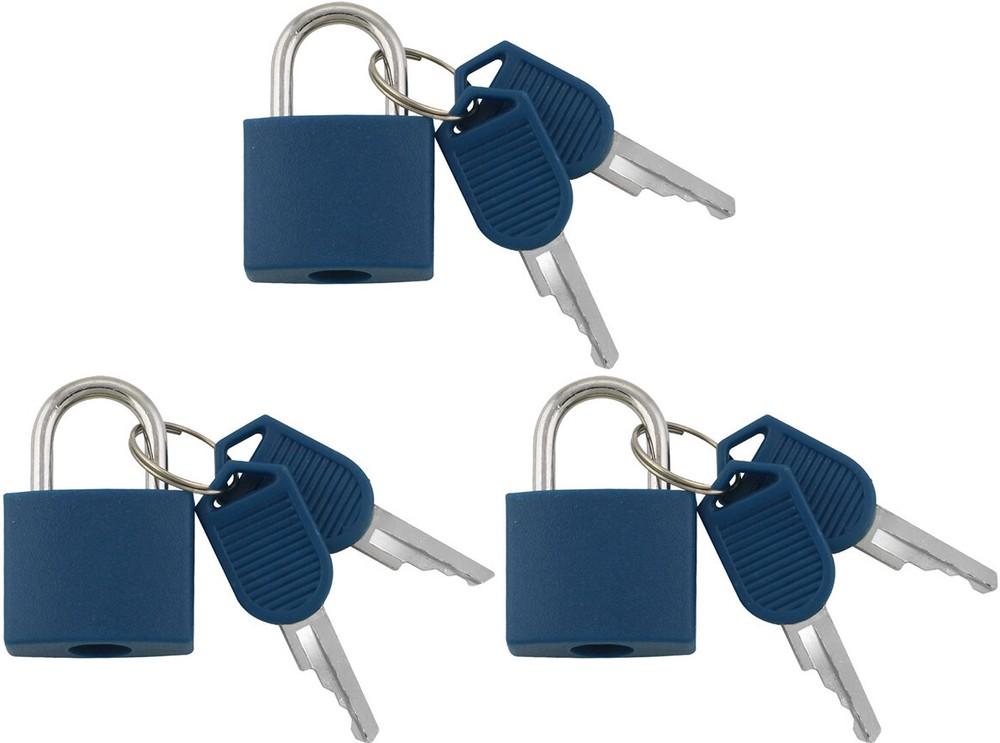 Small Mini Durable ABS Cover Solid Brass Body Individually Keyed Padlock 3 Navy