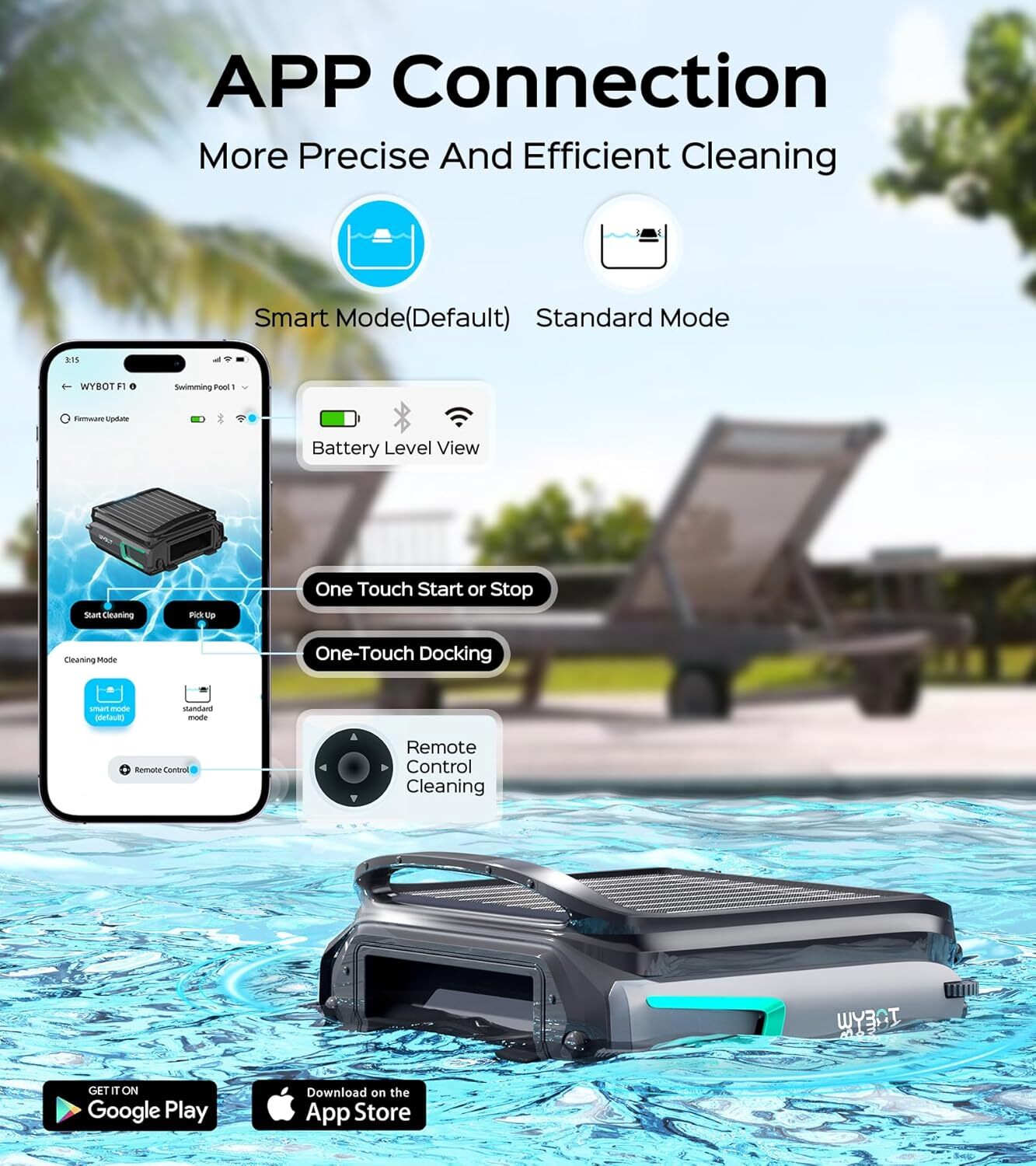 WYBOT F1 Pool Skimmer Solar Powered Pool Surface Vacuum Robotic Pool Cleaner
