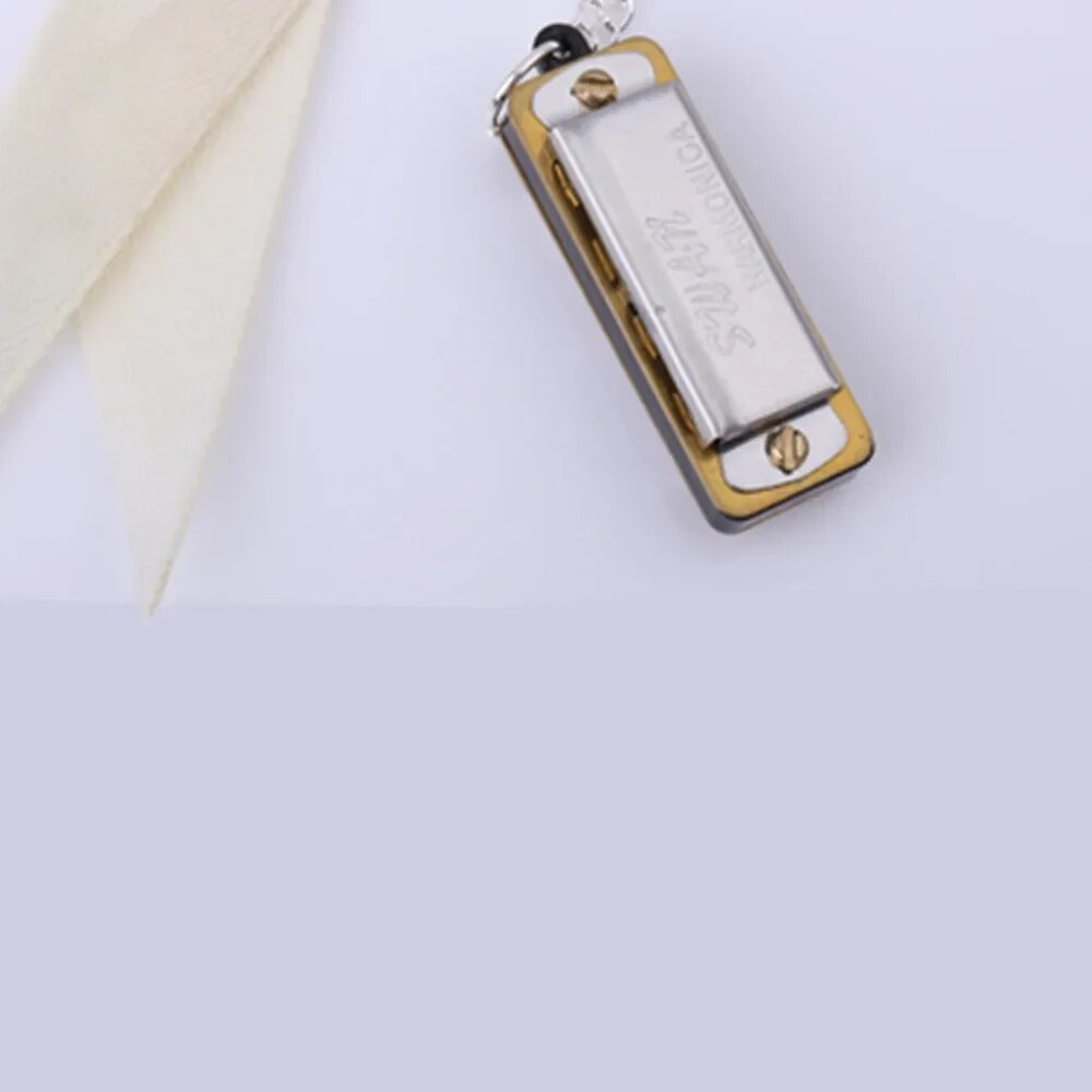 Metal Chain Silver Tone Necklace Design Mini Harmonica