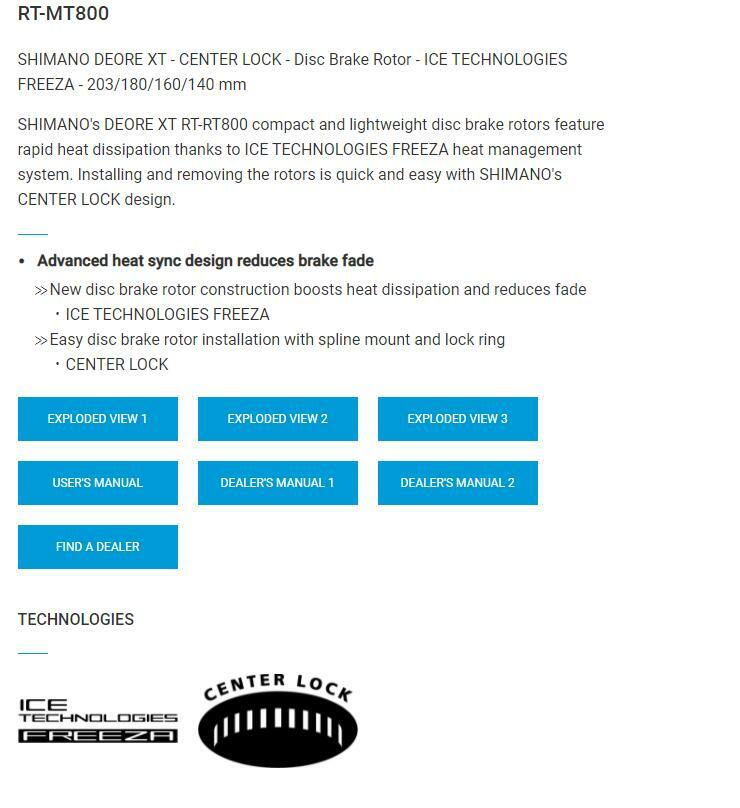 Shimano XT Ice-Tech SM-RT86 6 Bolts Disc Brake Rotors 140/160/180/203mm RT-MT800