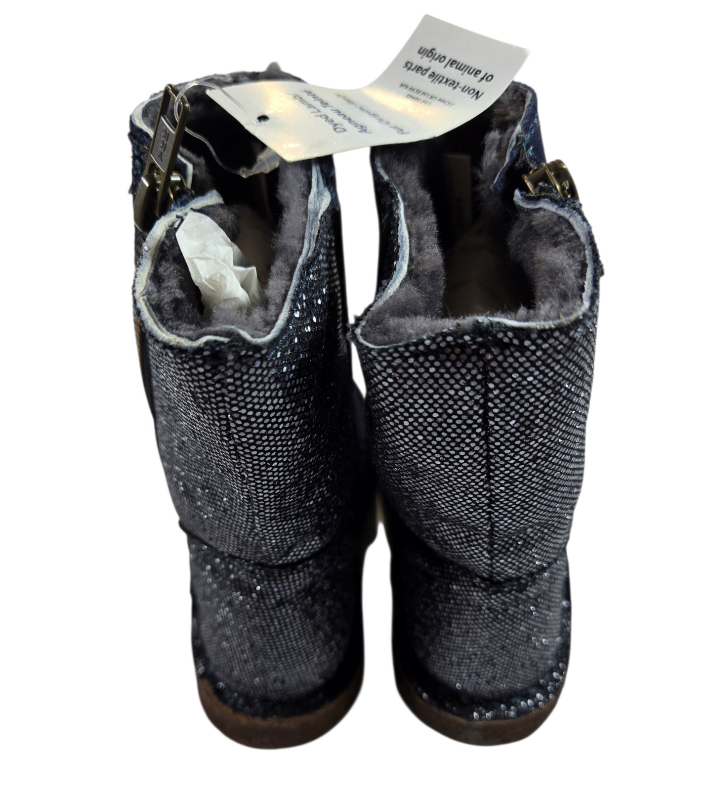 NEW Crew Cuts Girls 10 Lambskin Boots Navy Blue Glitter Crepe Sole HTF