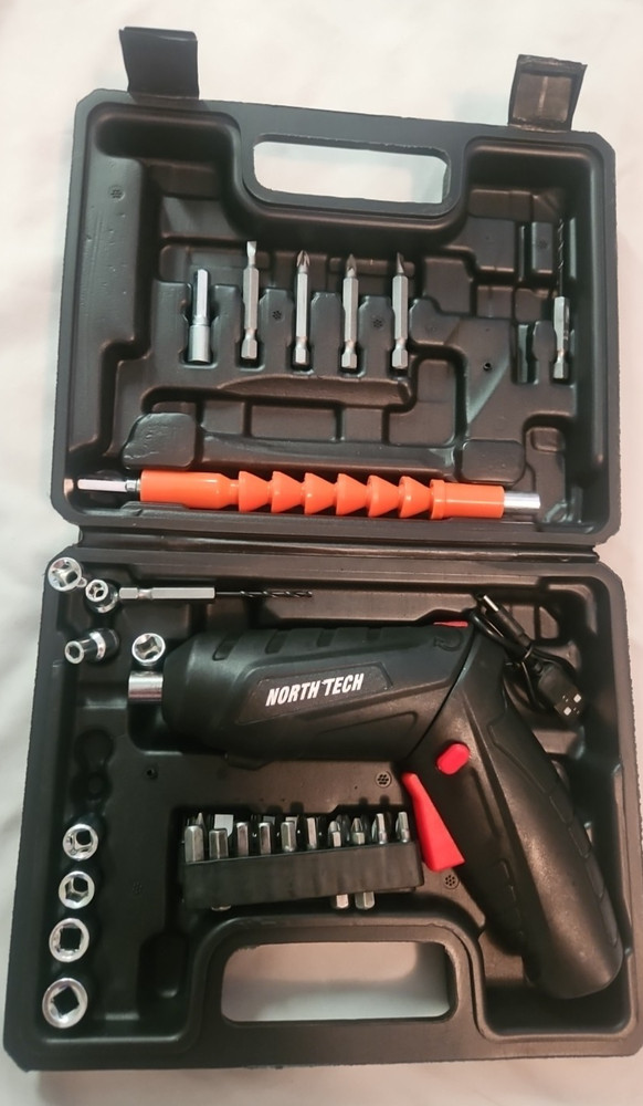 North Tech 3.7V Cordless Screwdriver Tool Socket Set Carrying Case Rechargeable