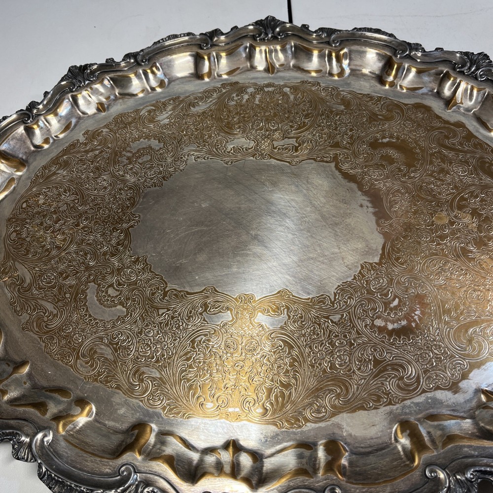 26" SHELL & SCROLL WEBSTER WILCOX PLATTER SILVERPLATE TRAY 2881
