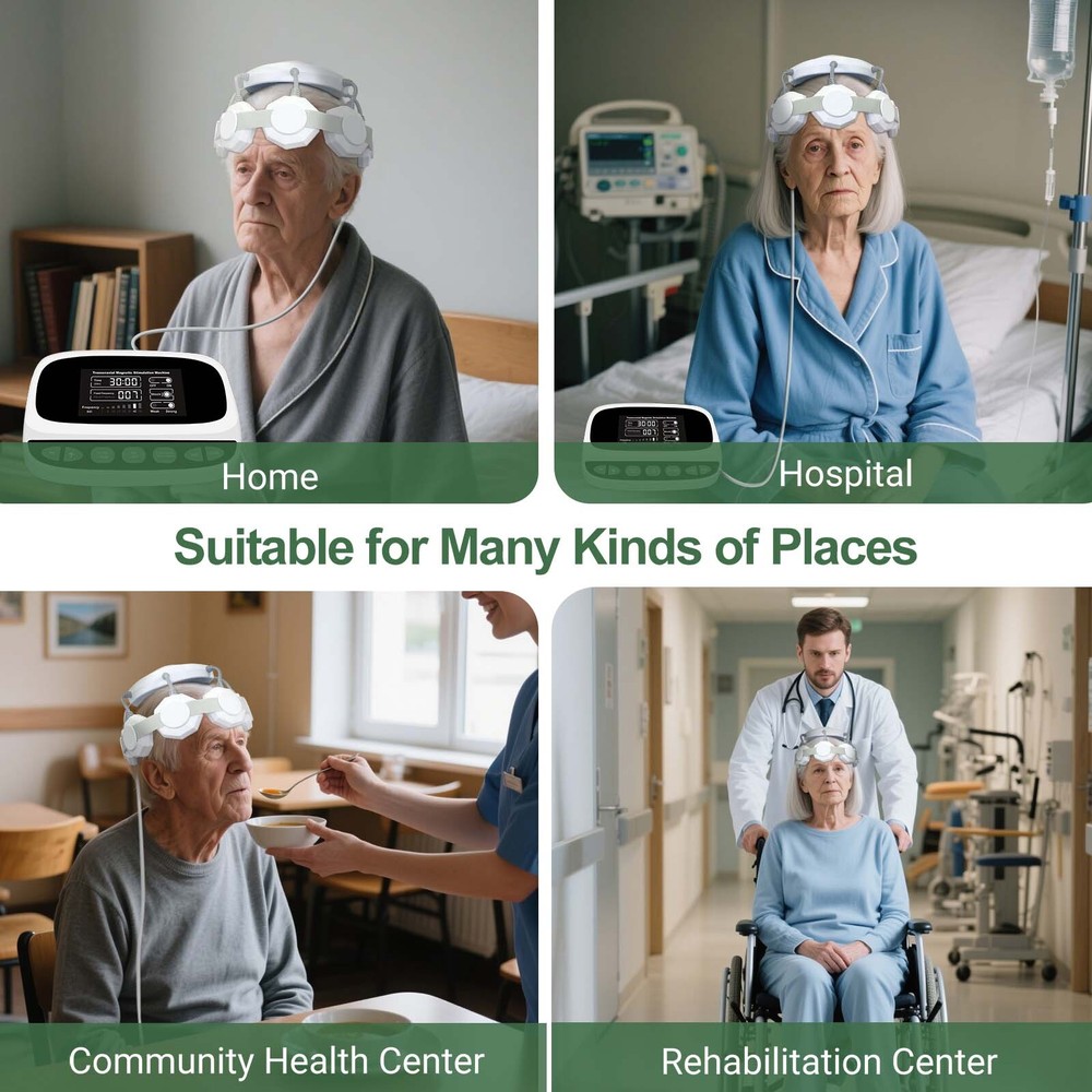 Transcranial Magnetic Brain Therapy Helmet Cognitive Function Therapy for Elder