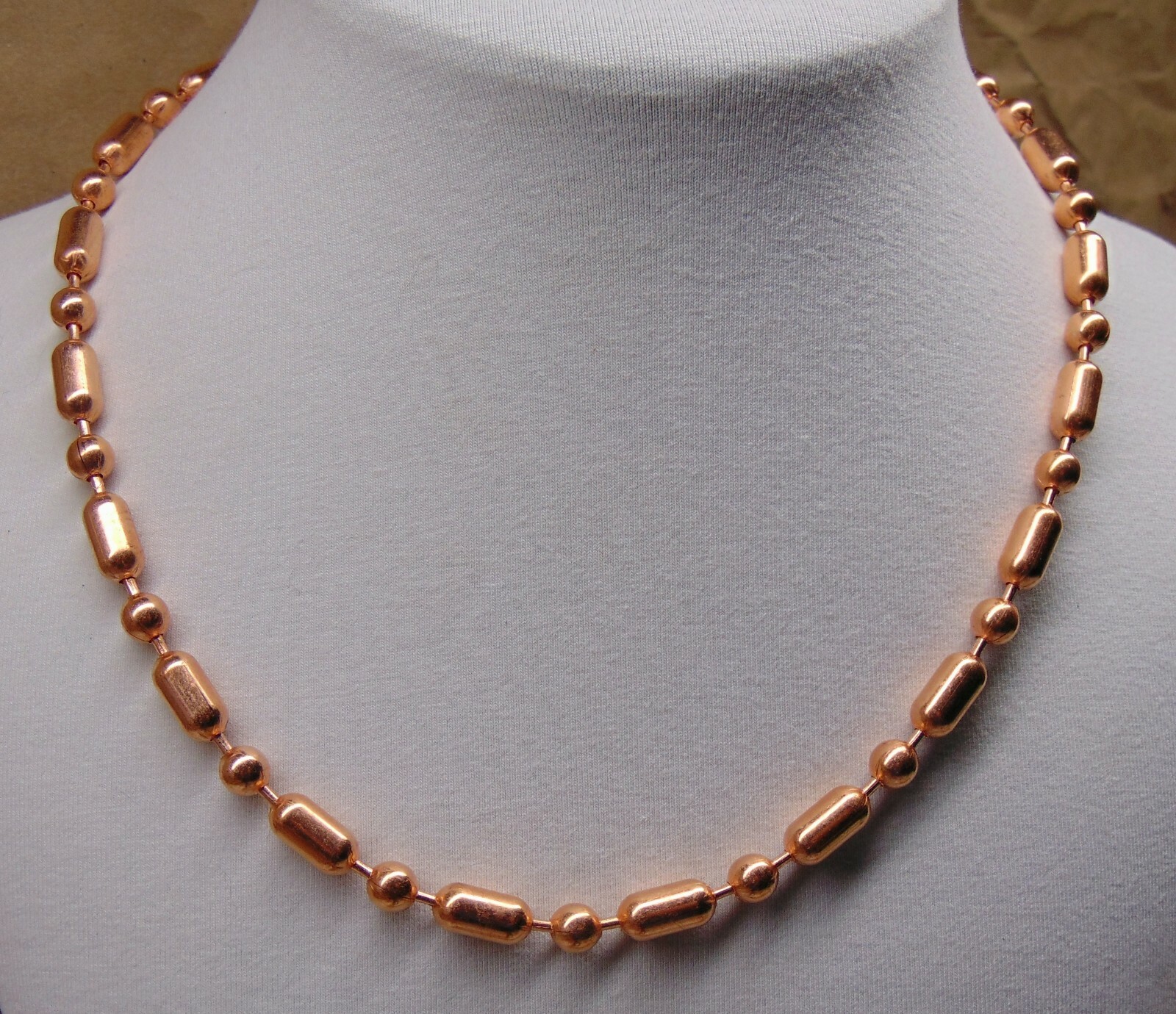 100% COPPER Ball + Bar Chain ~ NECKLACES ~ 6.3mm bead ~ #13 size Various Lengths