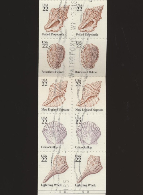 #2117 - 2121, USA Used SEASHELLS Booklet Pane hard to find used intact