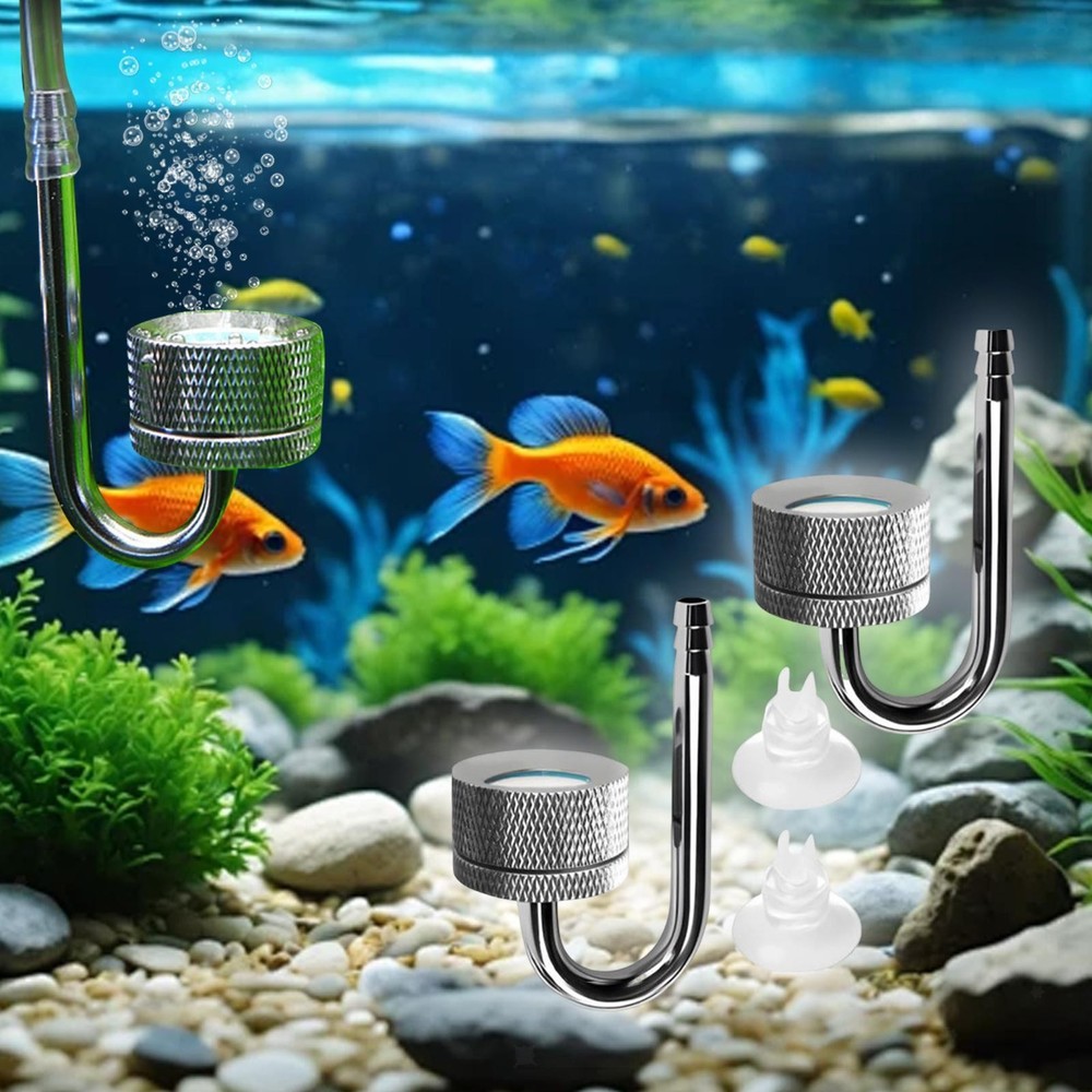 2Pcs Aquarium CO2 Diffuser Carbon Dioxide Air Refiner High Dissolved Dense