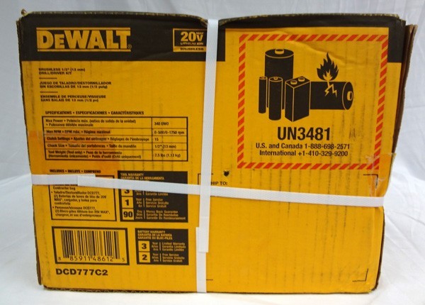 20v Lithium Ion Max Brushless 1/2" Drill/Driver Kit #DCD777C2!