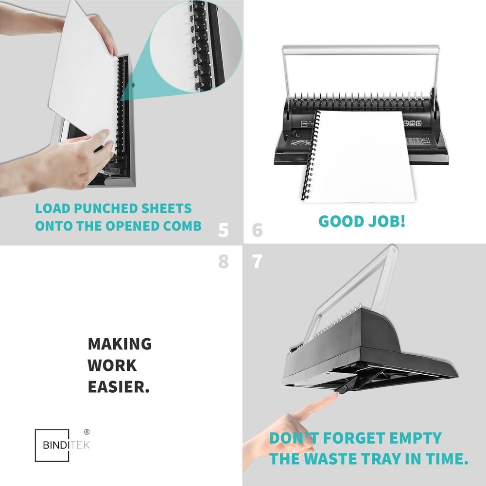 User-Friendly Comb Binder – Punch and Bind 145 Sheets with 30 Combs Included
