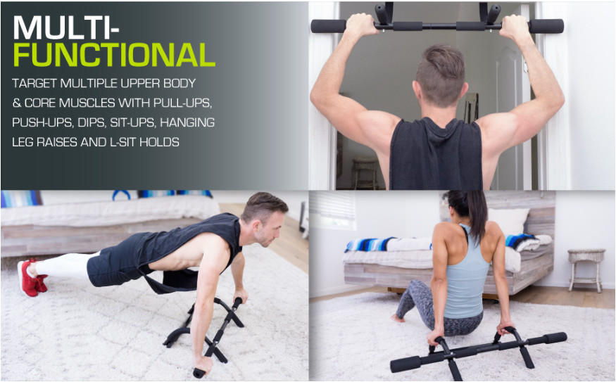 Multi-Function Pull Up Bar Home Gym Doorway Chin Up Strength Training 300lbs