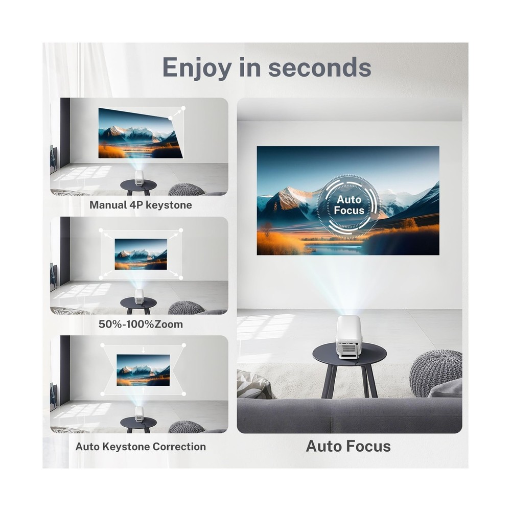 Smart Projector Android 11 OS, Native 1080P Full HD 4K Support, Built-in Apps...