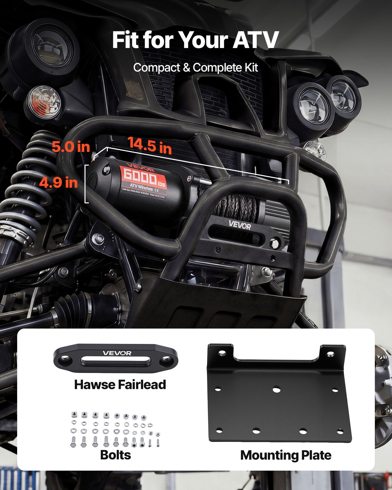 VEVOR 6000 lbs Electric Winch ATV UTV 12V Synthetic Rope Wireless Remote Control