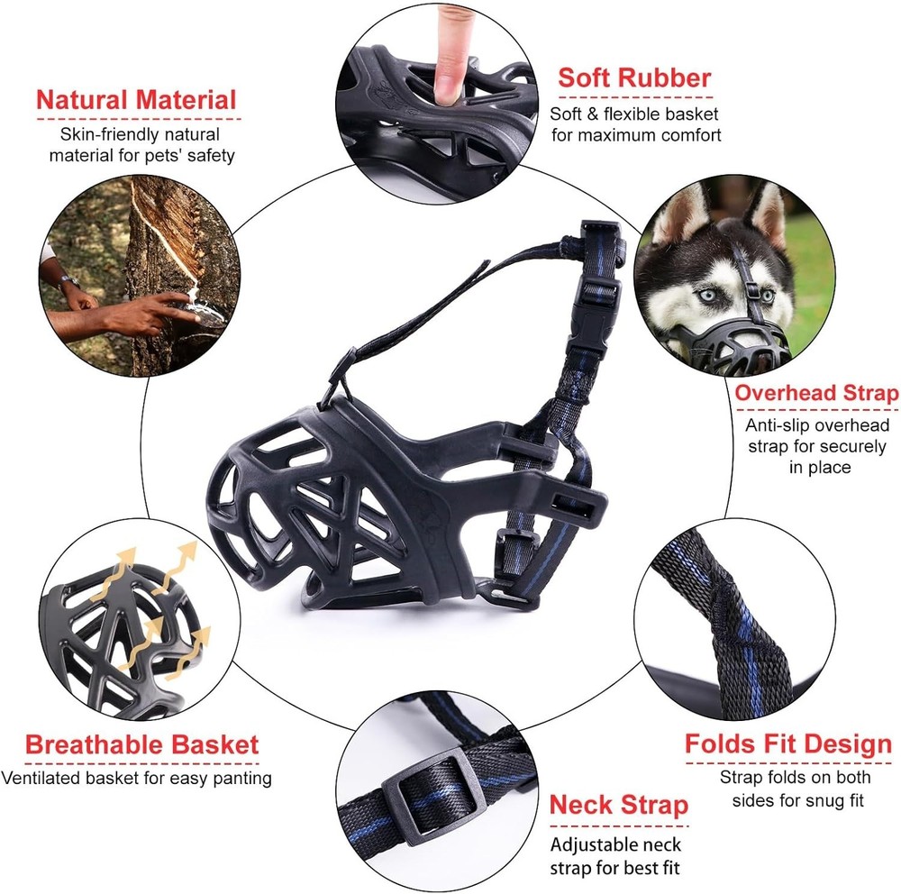 Mayerzon Dog Muzzle, Breathable Basket Muzzles - Size Medium