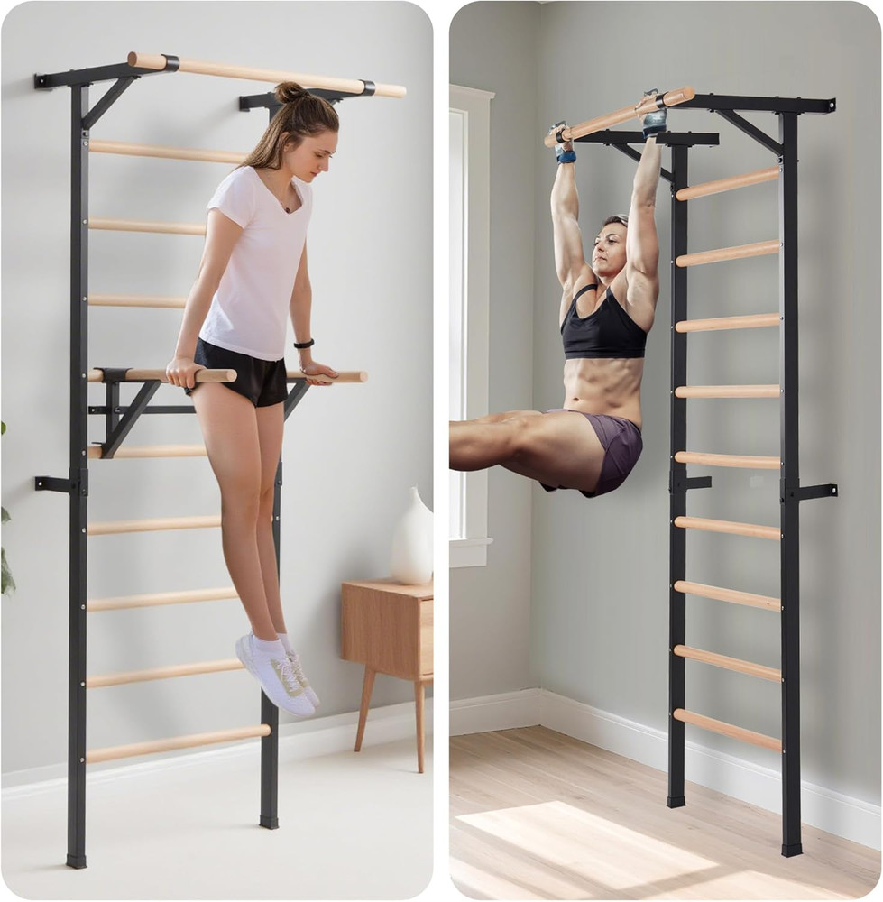 Solid Beechwood Stall Bar – Wall-Mounted Gymnastics Wall Ladder, Durable Beech W