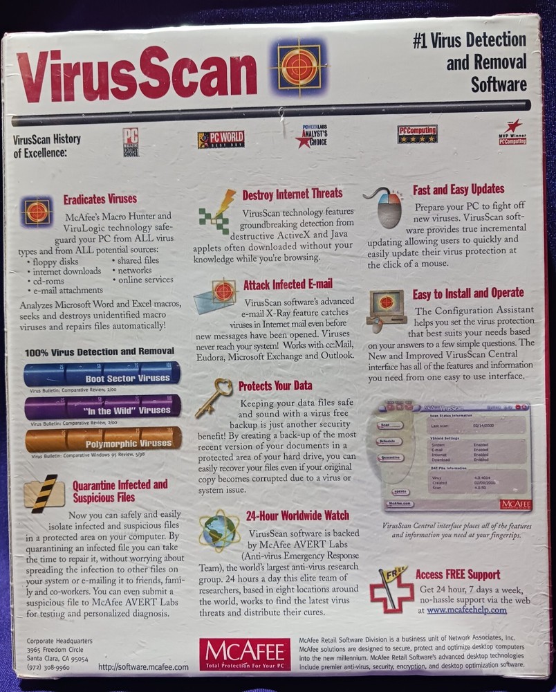 McAfee Virus Scan Software SEALED IN BOX for Win ME, 2000, 98, 95, NT