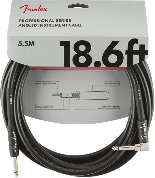 Fender Professional Guitar/Instrument Cable, Straight-Right Angle, 18.6' ft