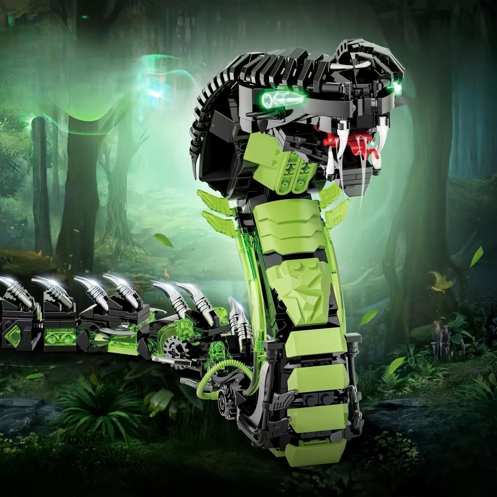 Fangool 2025 Mechanical Snake Building Blocks Set，Technological Cobra Ani