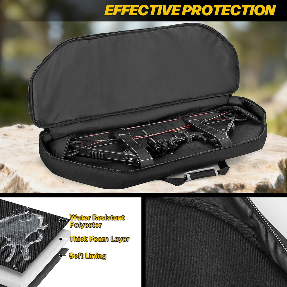 Padded Compound Bow Case with Arrow Pocket & Backpack Strap for Hunting
