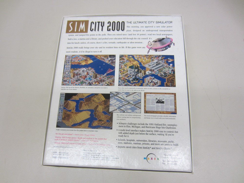SIM CITY 2000 Big Box Mac/Power Mac Computer 1993 3.5" Disks