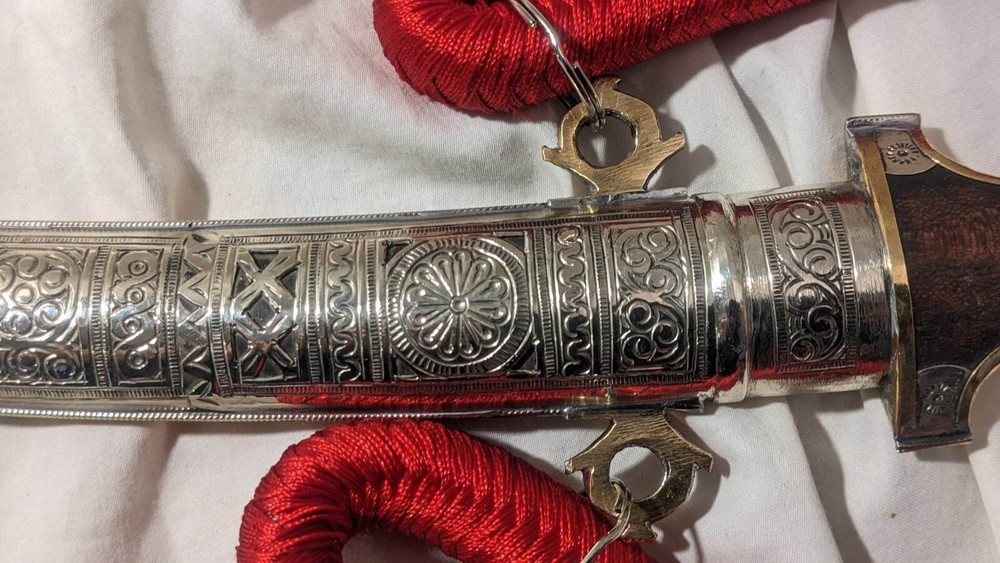 Authentic 16-3/4" Morocco Dagger Khanjar Handmade Silver Dagger Berber + CORD