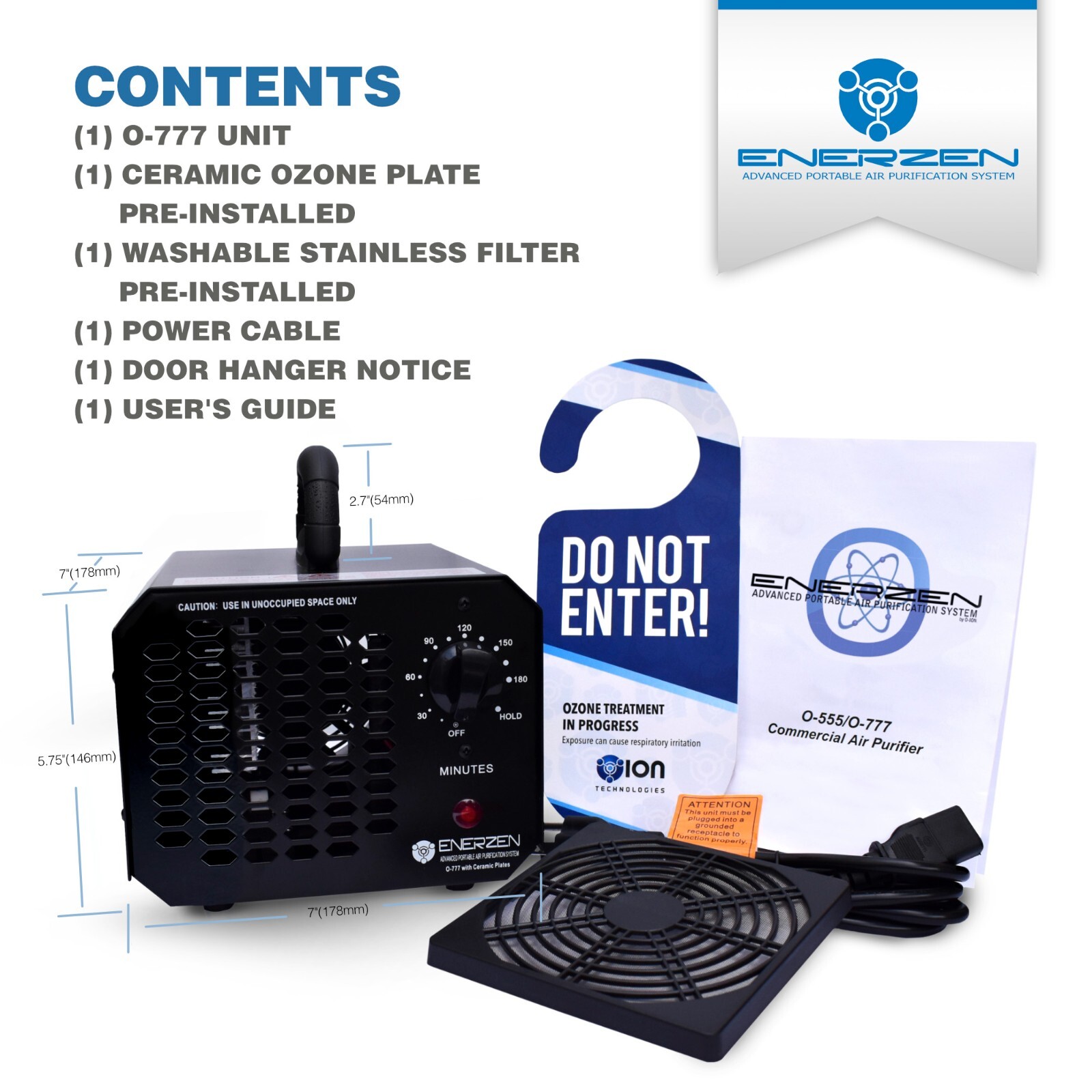 Enerzen O-777 - 60,000 mg/h Ozone Generator Deodorizer Air Purifier Odor Ionizer