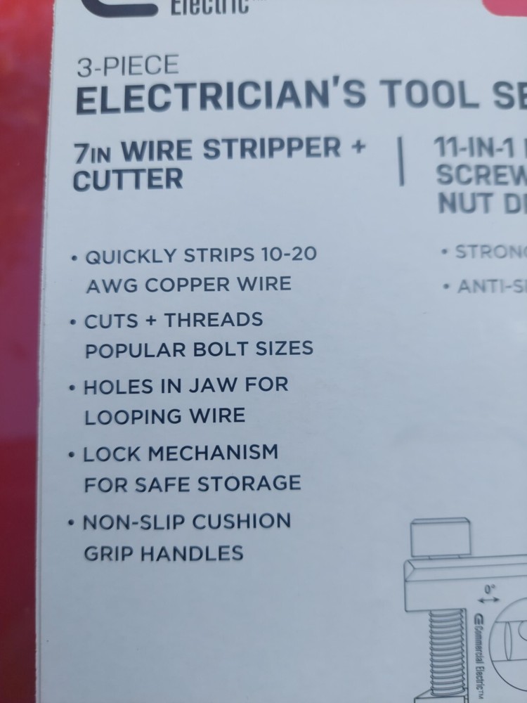 3 PIECE ELECTRIANS TOOL KIT COMMERCIAL ELECTRIC