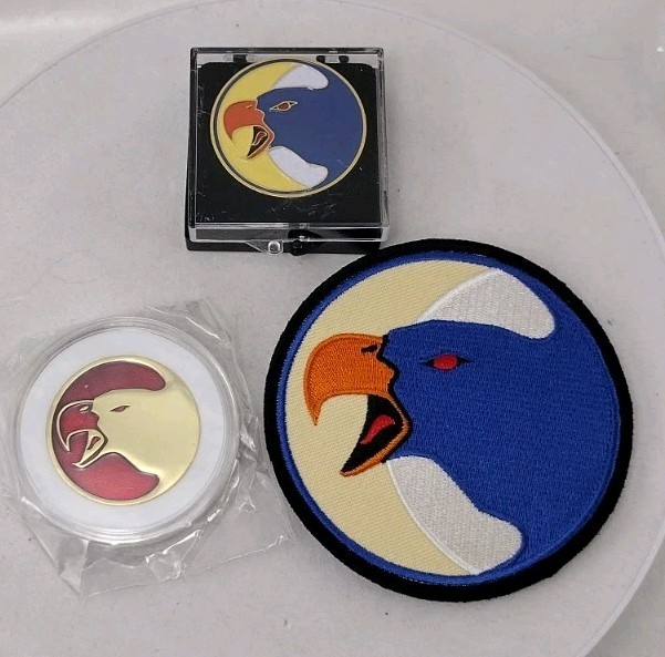 BATTLETECH Crescent Hawks Challenge Coin, Lapel Pin, & Patch (Mercenaries KS)
