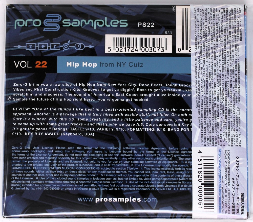 Zero-G Pro Samples 22 Hip Hop Sample Library/Sound Library/Sampling Double CD