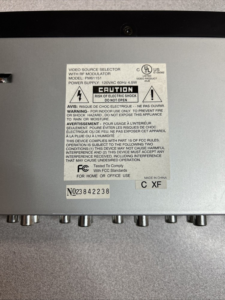 Philips Magnavox PM61151 Video Source Selector With RF Modulator