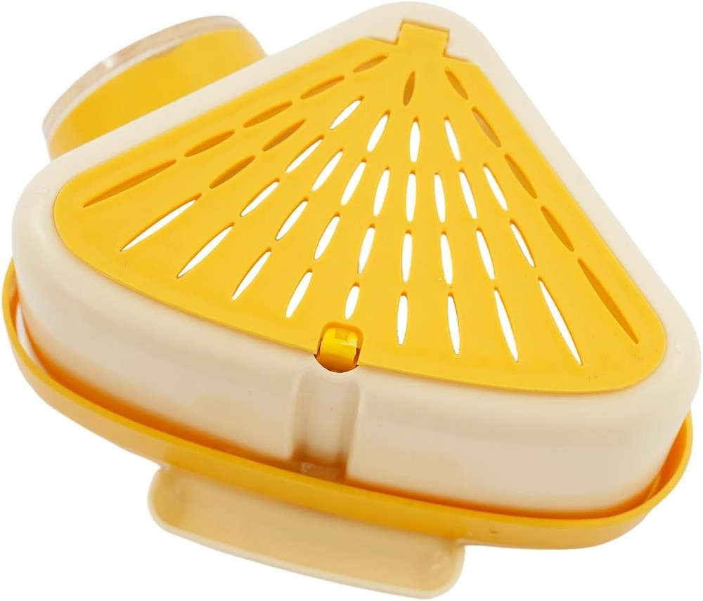Yellow Triangular Suction Cup Sink Drainer Basket - Corner Organizer