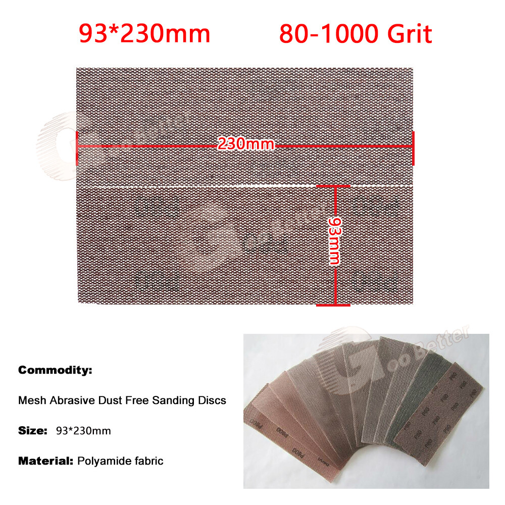 93*230mm Rectangles Grid Sandpaper 80-1000 Grit Hook & Loop Mesh Drywall Sanding