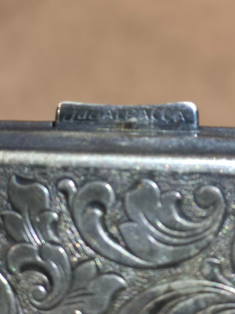Vintage Alpacca Silver Monogrammed Cigarette Box Case