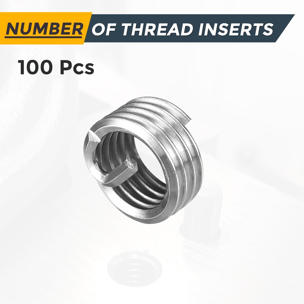 100pcs Wire Thread Inserts M5 x 0.8 x 1D Metric Helical Threaded Sleeve