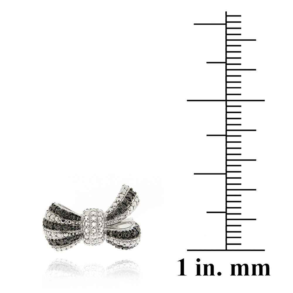 925 Silver Black Diamond Accent Bow Ring