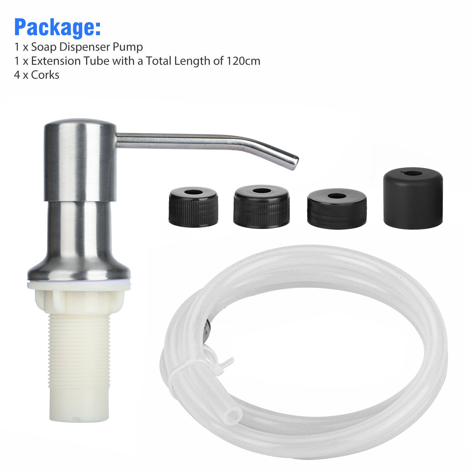 Brass Brushed Nickel Soap Dispenser 47"Extension Tube Kit for Kitchen Sink Pump