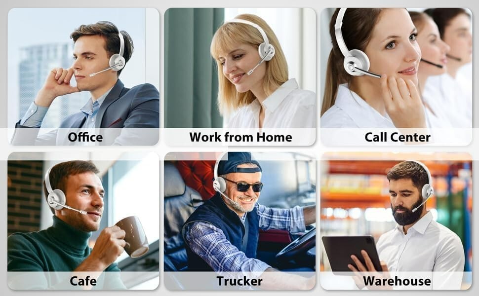 Wireless Headset, Bluetooth Headset V5.1 QCC, Wireless Headset with Microphone f