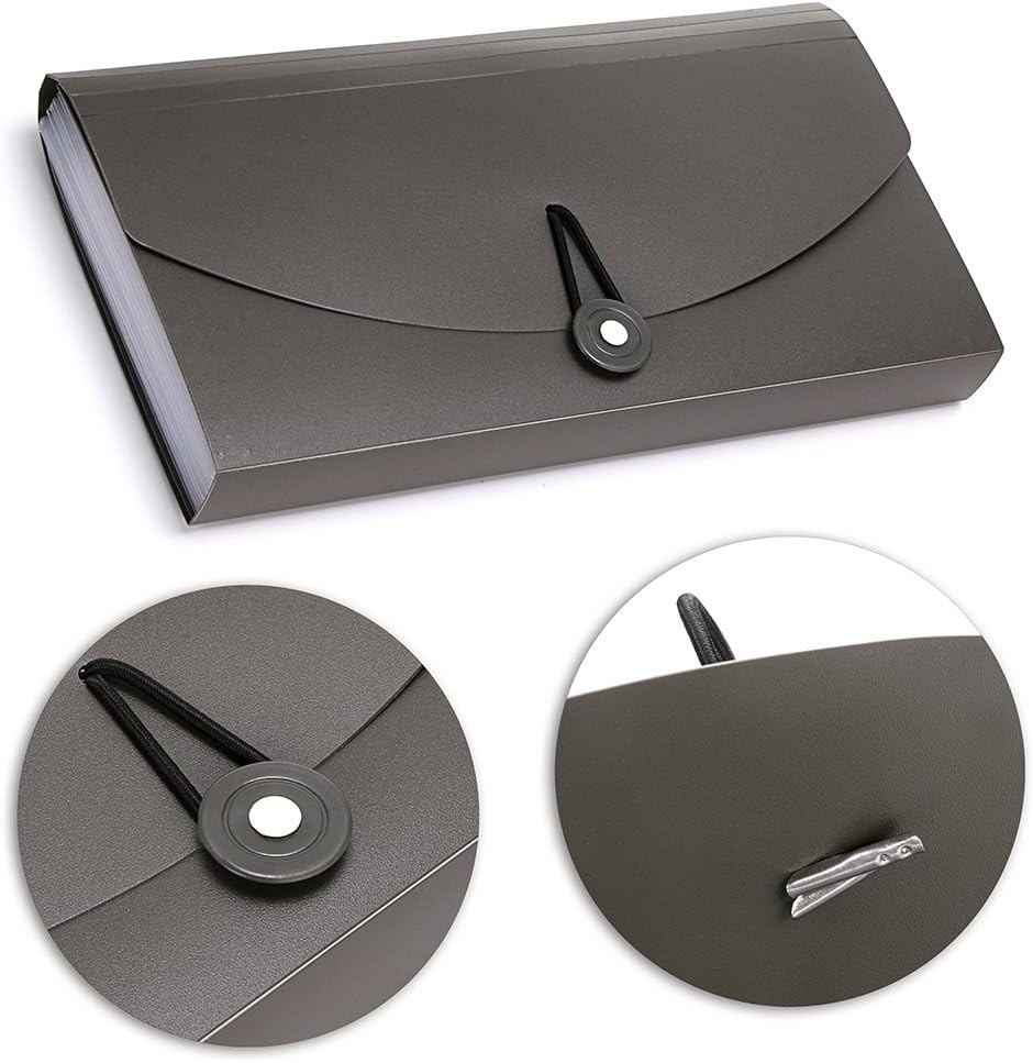 BTSKY Expanding File Folder -13 Pockets Small Accordion Grey