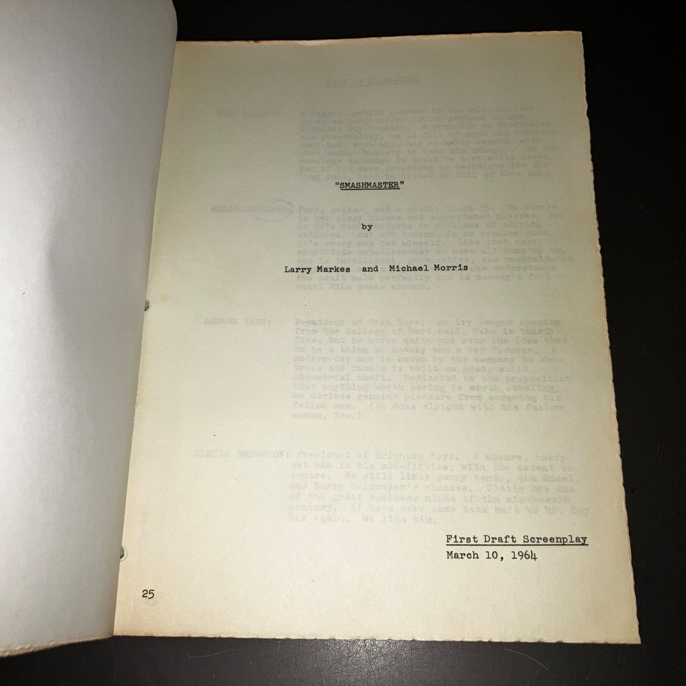 Rare SMASHMASTER (1964) Legendary Unmade Comedy - 2 Orig. Scripts + Notes + COA!
